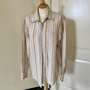 Brandini 100% Linen Striped Button-Up Shirt - Size Large